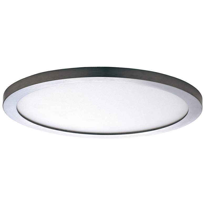 Image 1 Wafer 1-Light 15 inch Wide Satin Nickel Flush Mount Light