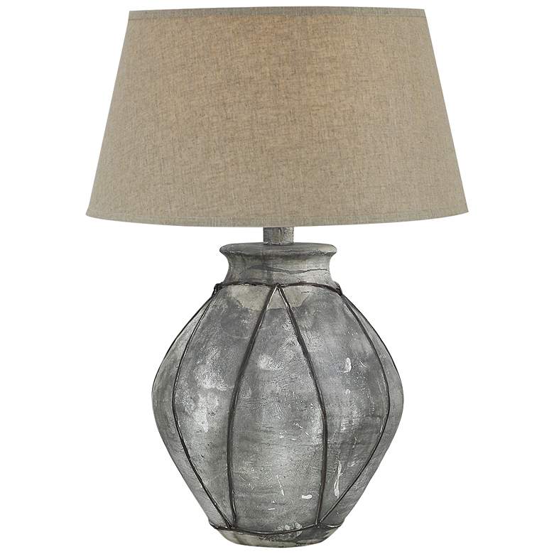 Image 2 Wagner 29 inch Gray Wash Hydrocal Rustic Vase Table Lamp