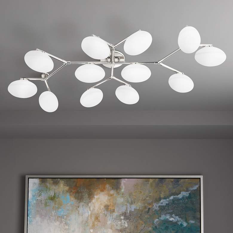 Image 1 Wagner 59 1/2" Wide Nickel 12-Light LED Ceiling Light