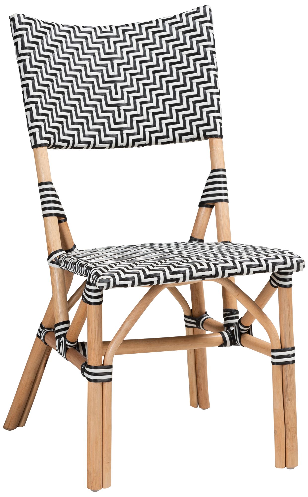 Wagner Black and White Woven Rattan French Bistro Chair 961C8