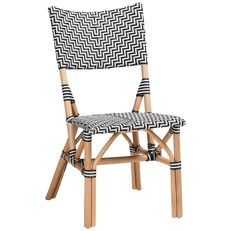 Image 2 Wagner Black and White Woven Rattan French Bistro Chair