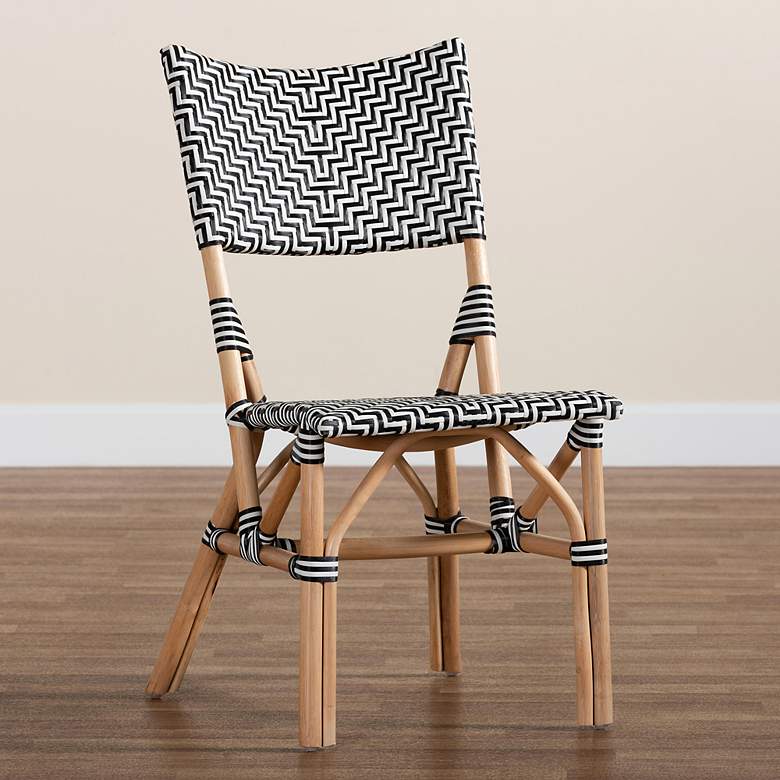 Image 1 Wagner Black and White Woven Rattan French Bistro Chair