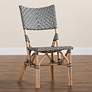 Wagner Black and White Woven Rattan French Bistro Chair