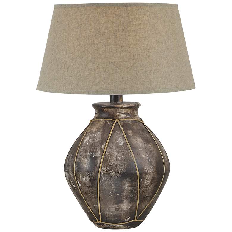 Image 2 Wagner Earthen Brown Hydrocal Vase Table Lamp
