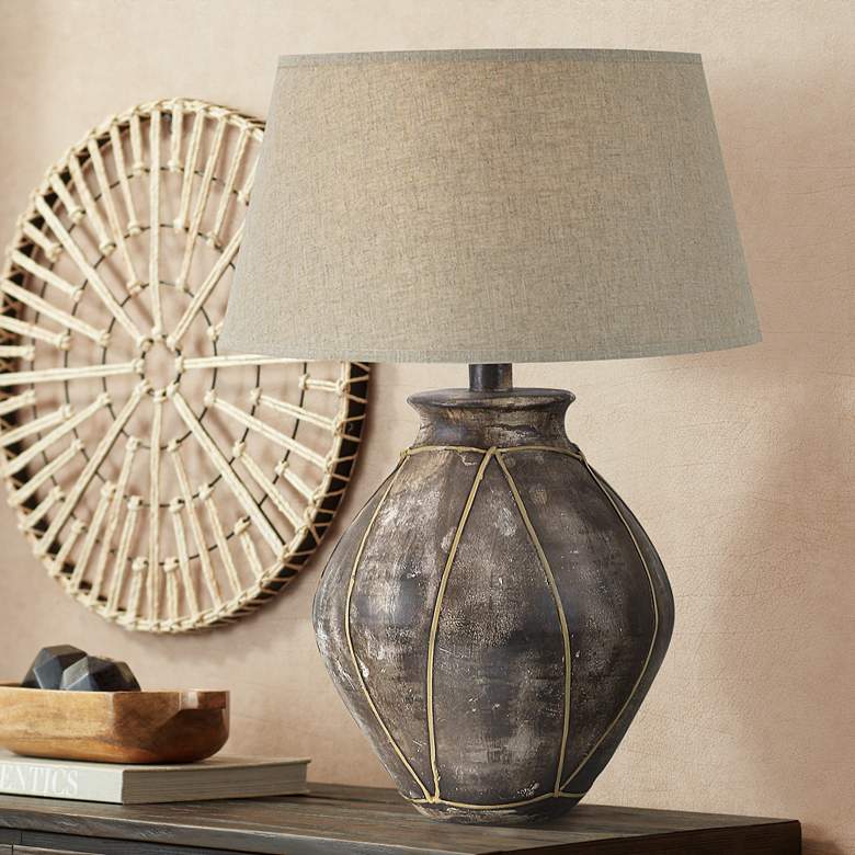 Image 1 Wagner Earthen Brown Hydrocal Vase Table Lamp