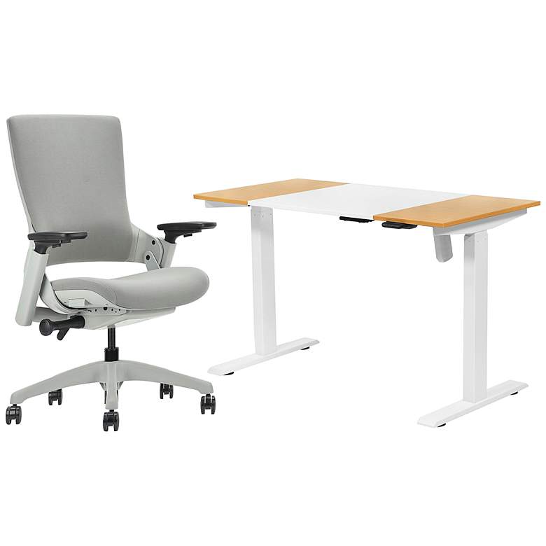 Image 1 Wahbash Gray and White 2-Piece Desk and Chair Set