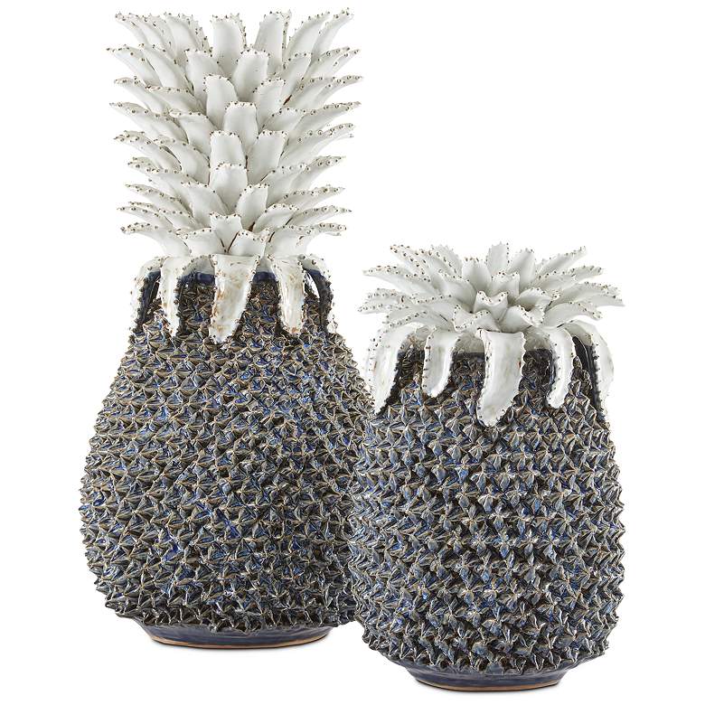 Image 4 Waikiki 21" High Blue White Ceramic Pineapple Sculpture more views