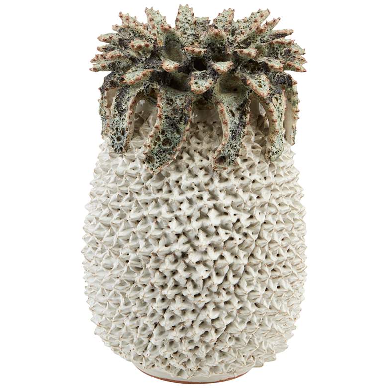 Image 1 Waikiki White and Moss Green 14 inch High Pineapple Sculpture