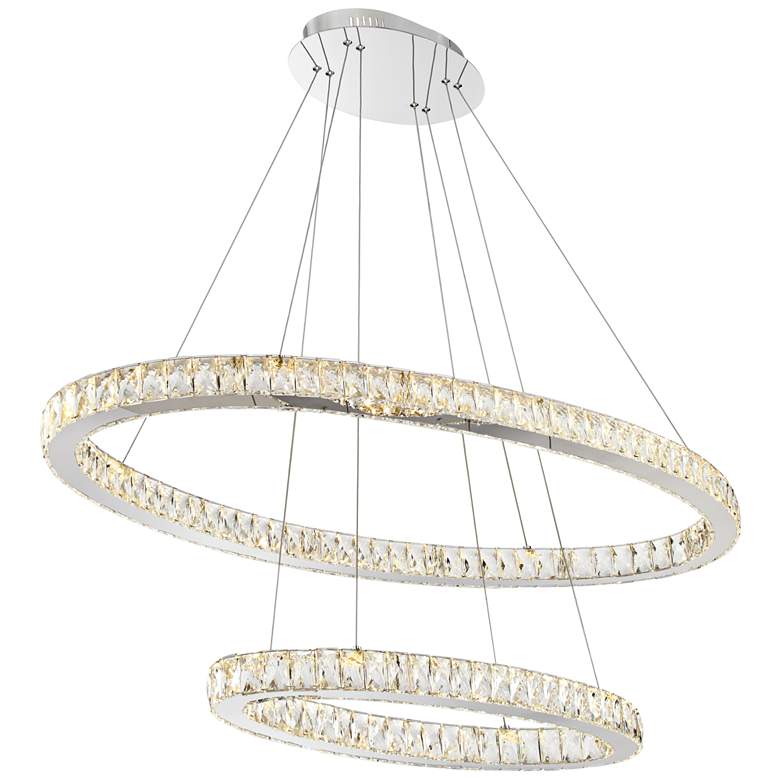 Wainwright 48&quot; Wide Crystal Double-Ring Dimmable LED Pendant more views