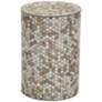 Waive 14" Wide White Beige Brown Mosaic Round Accent Table