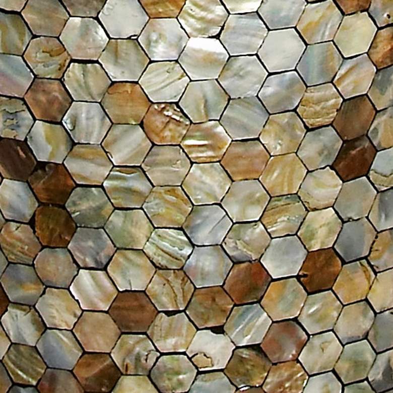 Image 4 Waive 14" Wide White Beige Brown Mosaic Round Accent Table more views