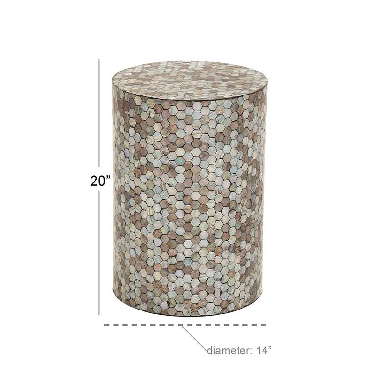 Image 7 Waive 14" Wide White Beige Brown Mosaic Round Accent Table more views