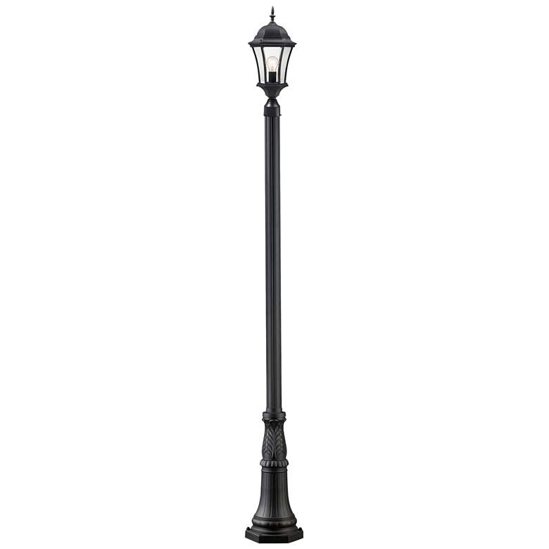 Image 1 Wakefield 116" High Black Outdoor Post Light with Base