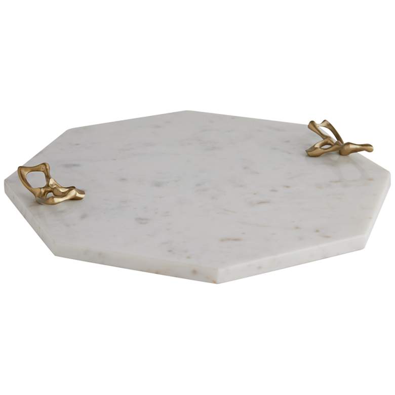 Image 1 Wakefield 14 inch Wide White Marble Octagonal Tray