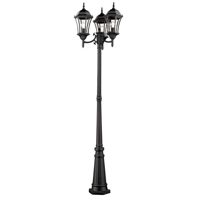 Image 3 Wakefield 90"H Black 3-Light Outdoor Post Light with Base