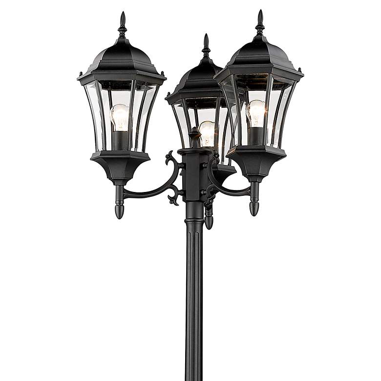 Image 4 Wakefield 90"H Black 3-Light Outdoor Post Light with Base more views