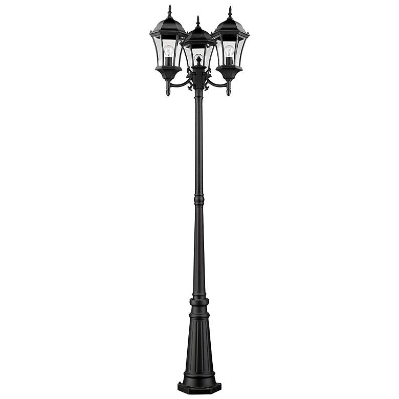 Image 7 Wakefield 90"H Black 3-Light Outdoor Post Light with Base more views