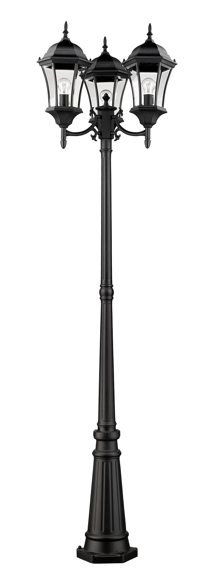 Wakefield 90"H Black 3-Light Outdoor Post Light with Base in scene