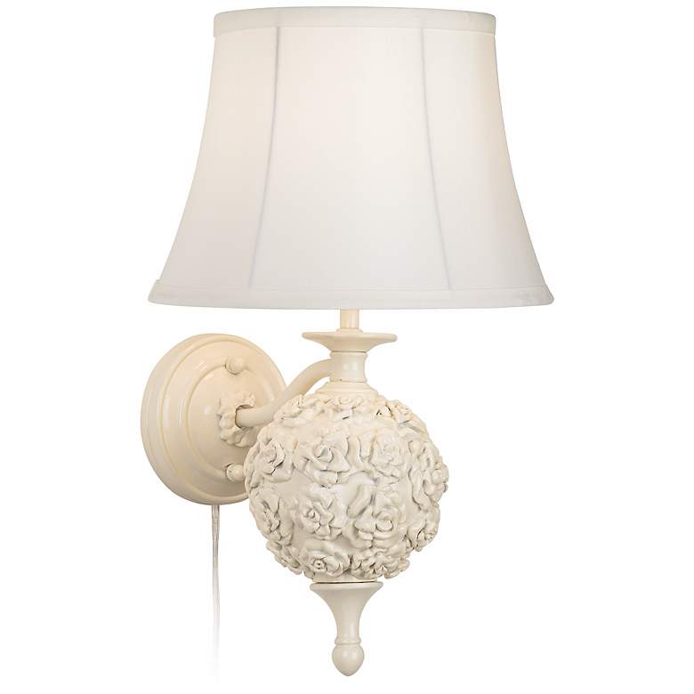 Image 1 Wakefield Roses White Plug-In Wall Lamp