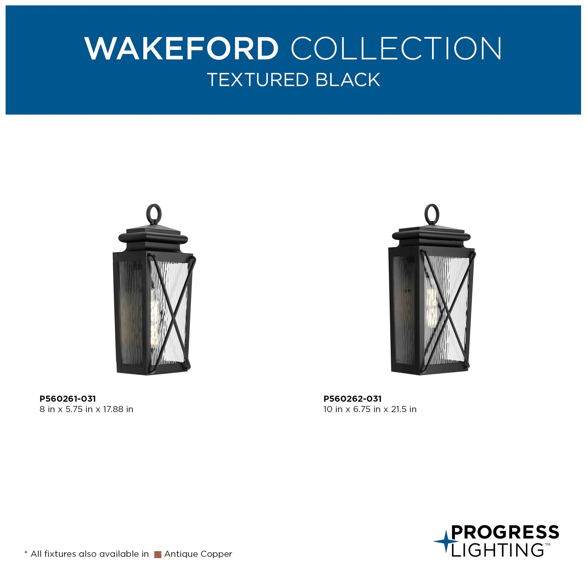 Wakeford Collection One-Light Clear Water Glass Small Outdoor Wall Lantern