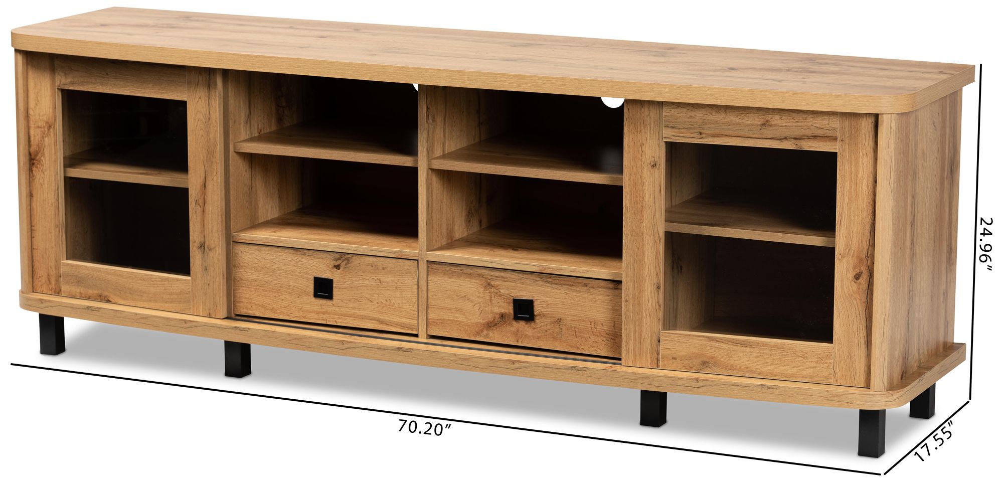 Walda 70 1/4" Wide Oak Brown Wood 2-Drawer TV Stand in scene