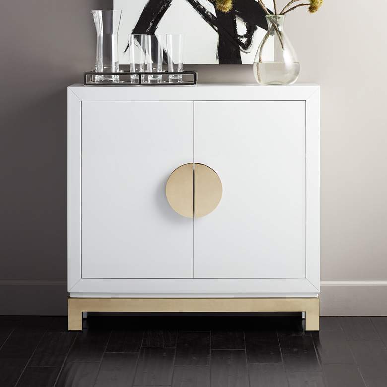 Image 1 Walden Glossy White 2-Door Accent Cabinet