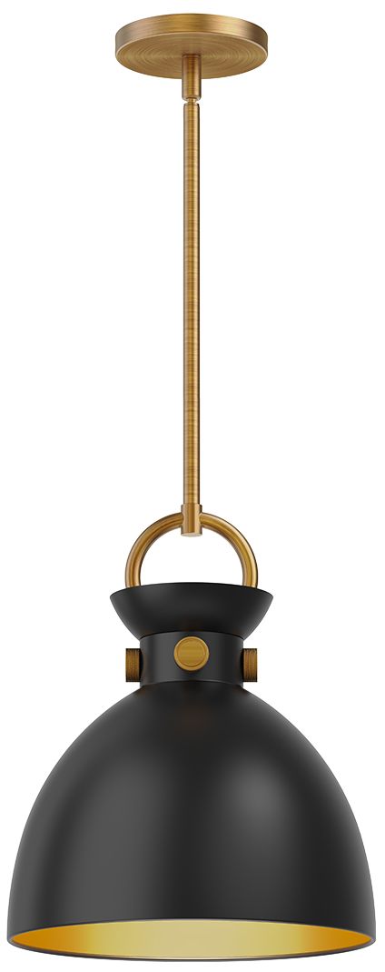 Waldo 10 1/2" Wide Aged Gold and Matte Black Mini Pendant