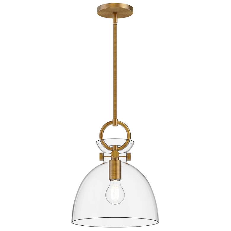 Image 1 Waldo 10 1/2" Wide Aged Gold Mini Pendant w/ Clear Glass