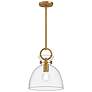 2_Waldo 10 1/2" Wide Aged Gold Mini Pendant w/ Clear Glass