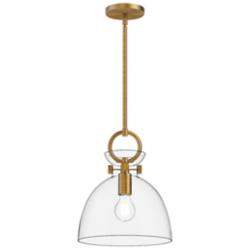 Waldo 10 1/2" Wide Aged Gold Mini Pendant w/ Clear Glass
