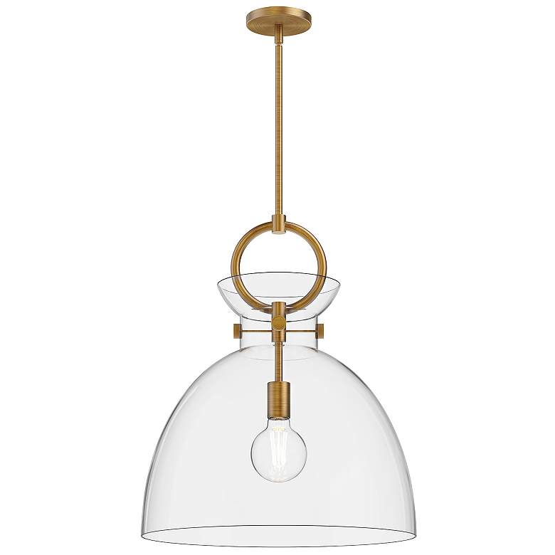 Image 1 Waldo 18" Wide Aged Gold Bell Pendant Light