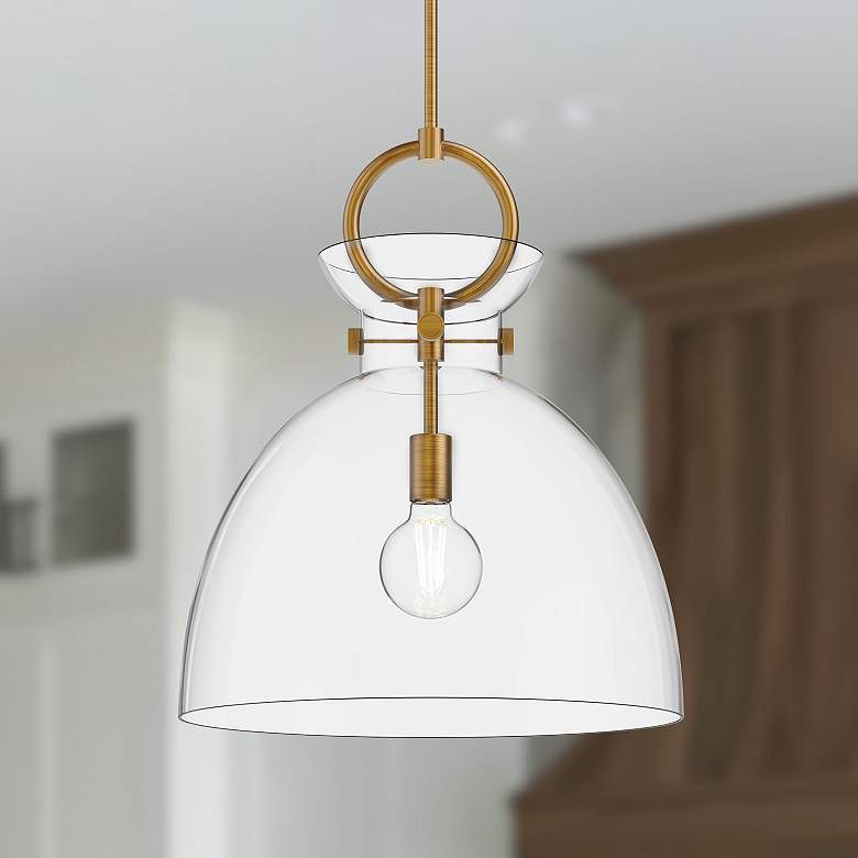 Image 1 Waldo 18" Wide Aged Gold Bell Pendant Light