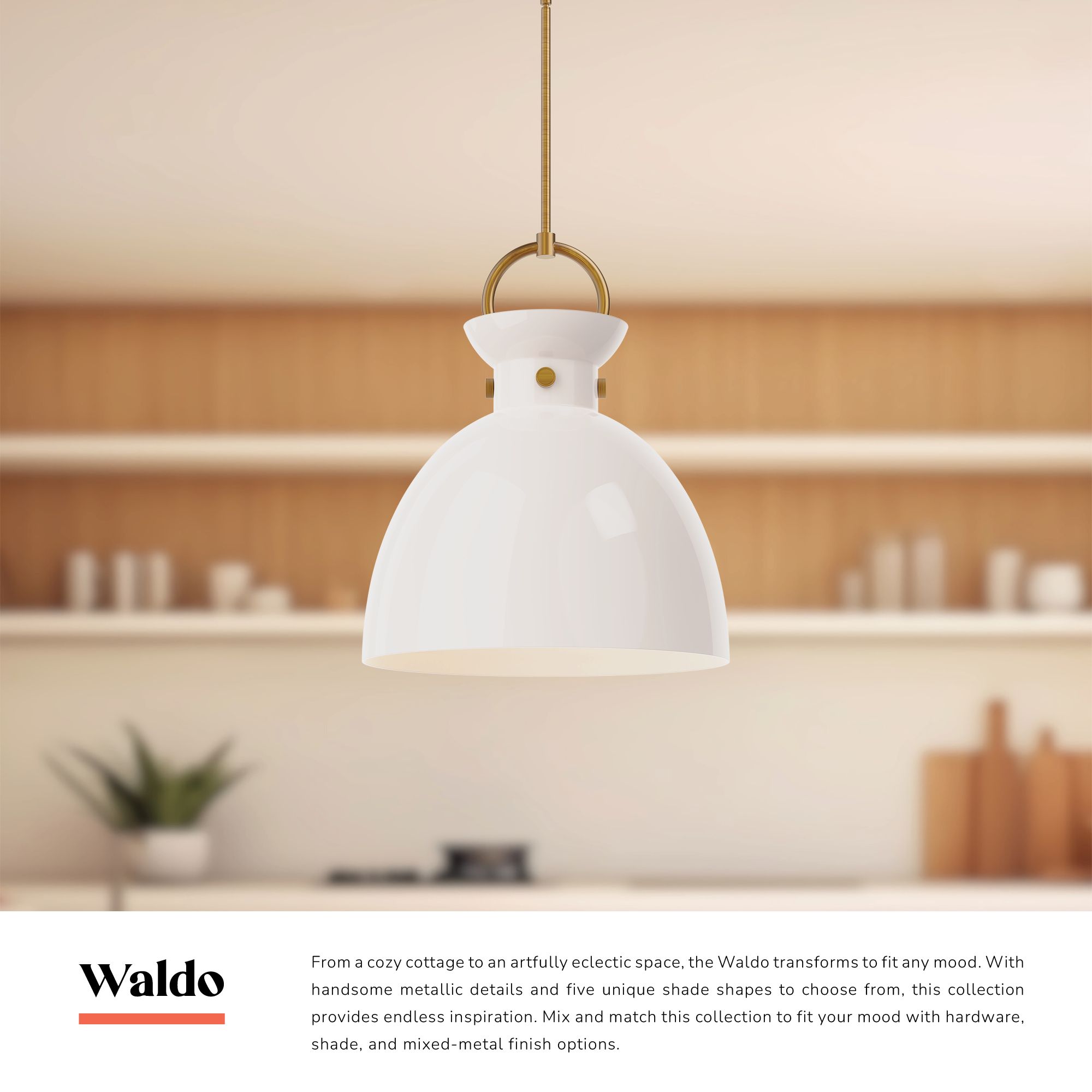 Image 3 Waldo 18" Wide Aged Gold Bell Pendant Light more views