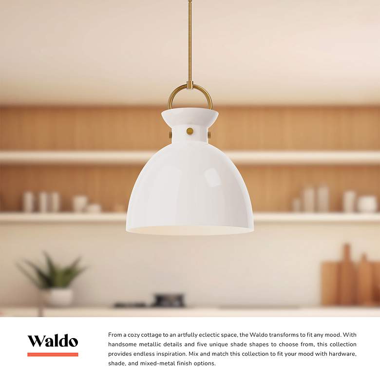 Image 3 Waldo 18" Wide Aged Gold Bell Pendant Light more views