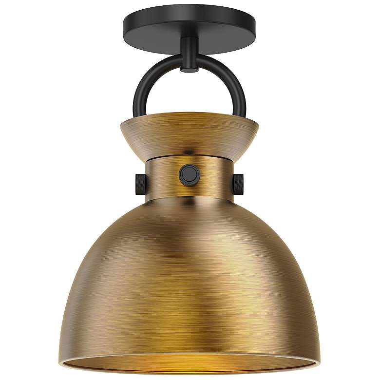 Image 2 Waldo 8 3/4"W Matte Black and Aged Gold Ceiling Light
