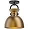 Waldo 8 3/4"W Matte Black and Aged Gold Ceiling Light