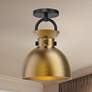 1_Waldo 8 3/4"W Matte Black and Aged Gold Ceiling Light