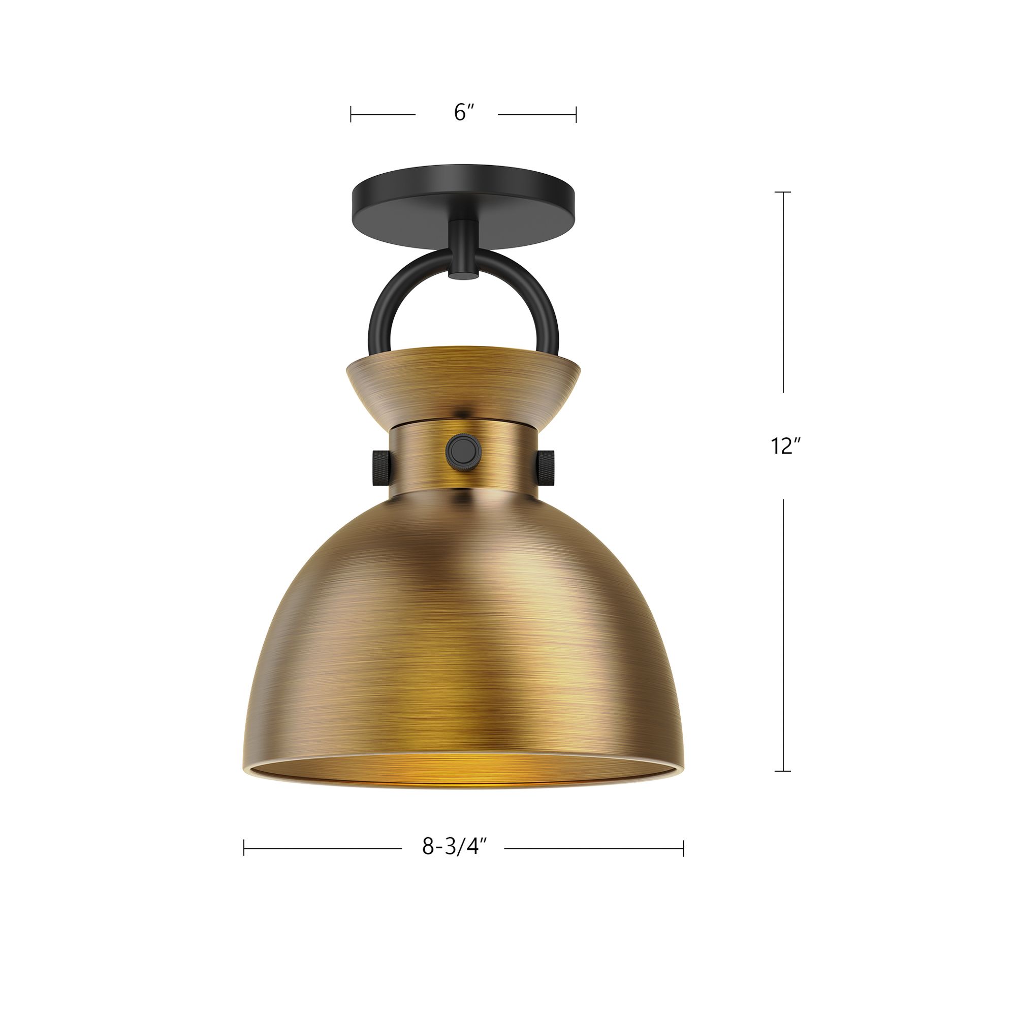 Image 6 Waldo 8 3/4"W Matte Black and Aged Gold Ceiling Light more views
