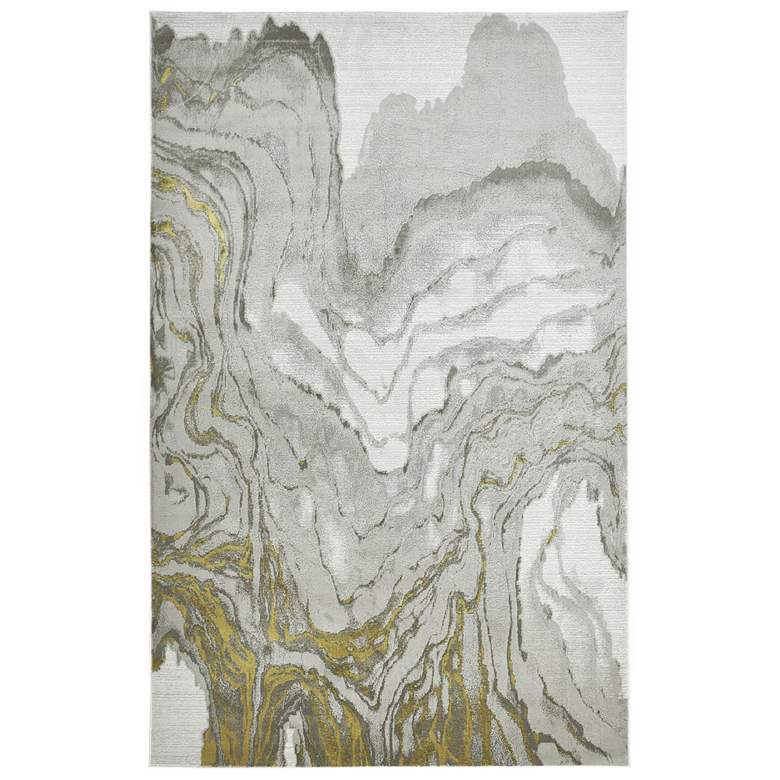 Image 2 Waldor 7353602 5'x8' Gold and Ivory Marble Print Area Rug