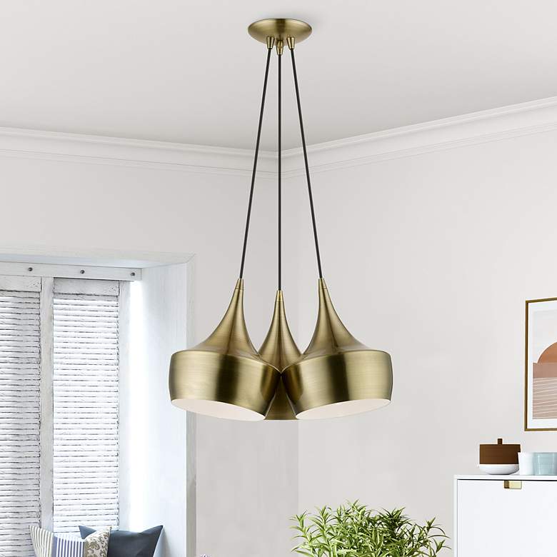 Image 1 Waldorf 3 Light Antique Brass Cluster