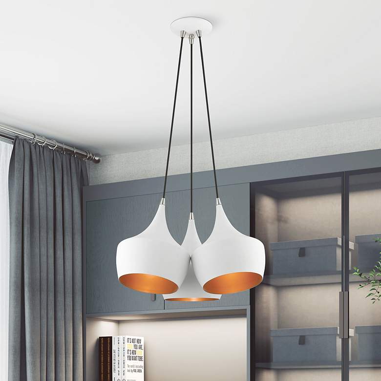 Image 1 Waldorf 3 Light White Cluster Pendant