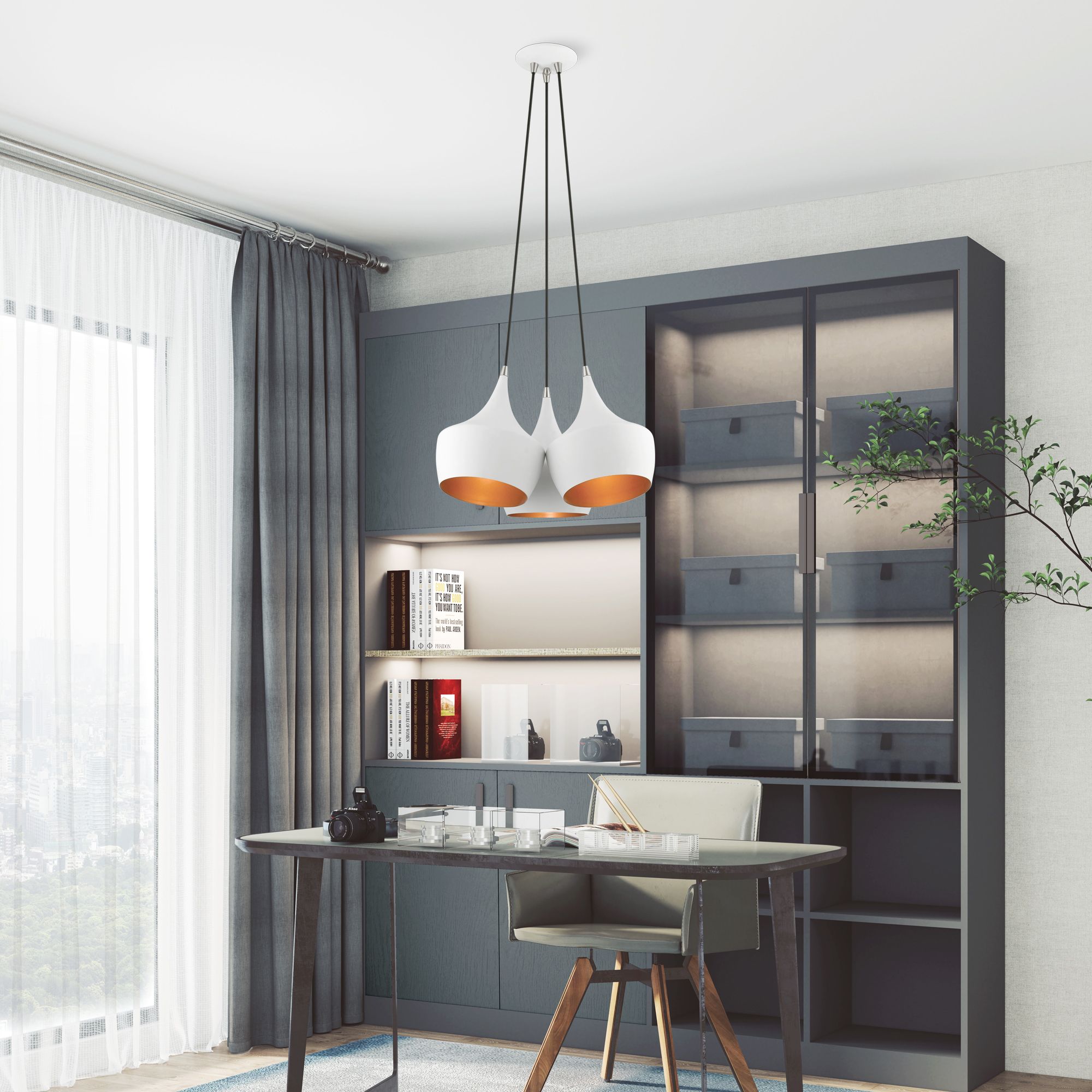 Waldorf 3 Light White Cluster Pendant