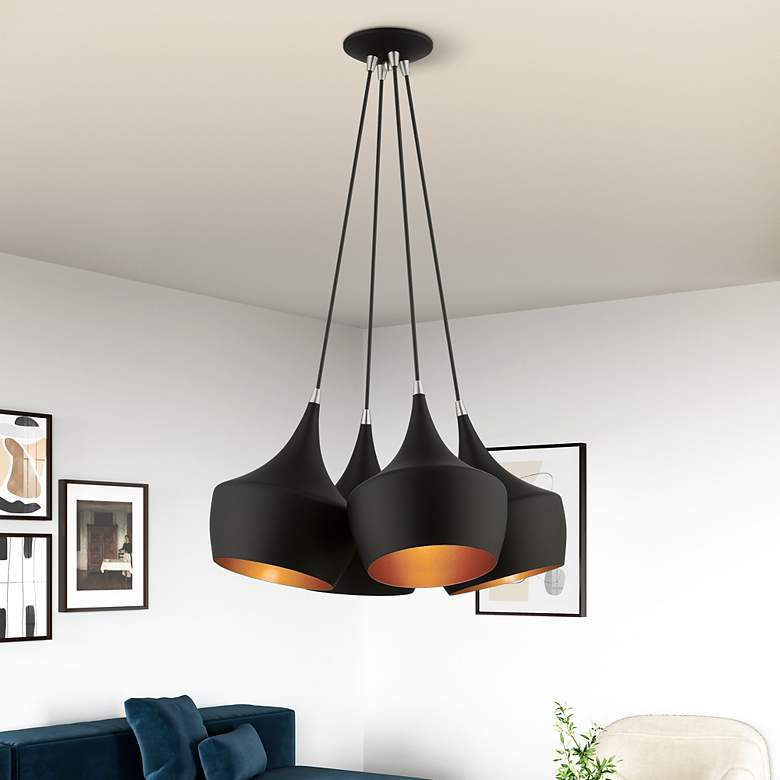 Image 1 Waldorf 4 Light Black Cluster Pendant