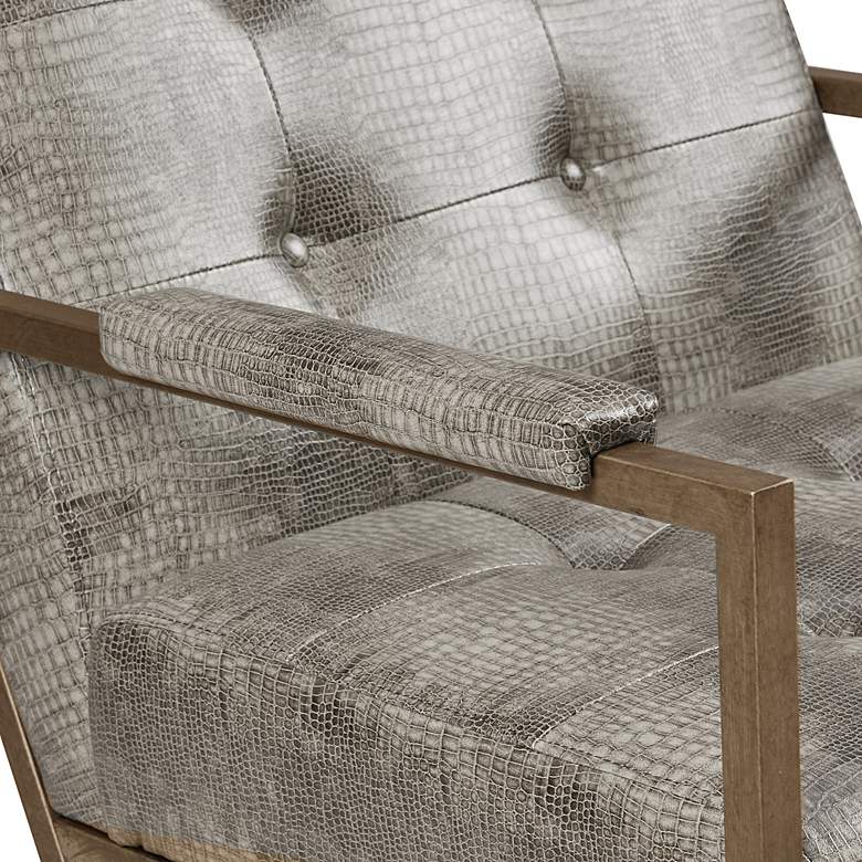 Image 4 Waldorf Gray Snakeskin Faux Leather Tufted Lounge Chair more views