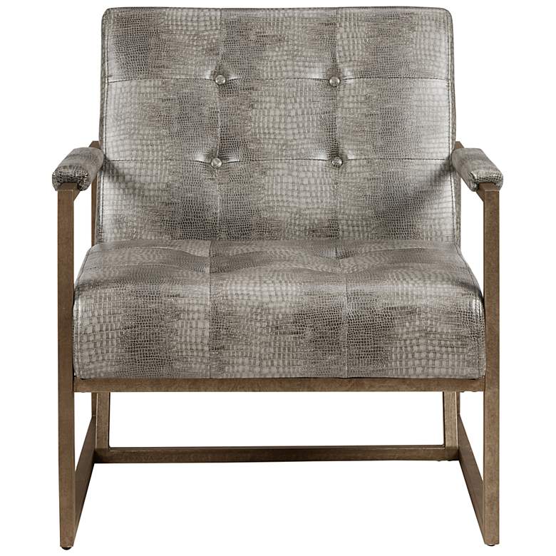 Image 7 Waldorf Gray Snakeskin Faux Leather Tufted Lounge Chair more views