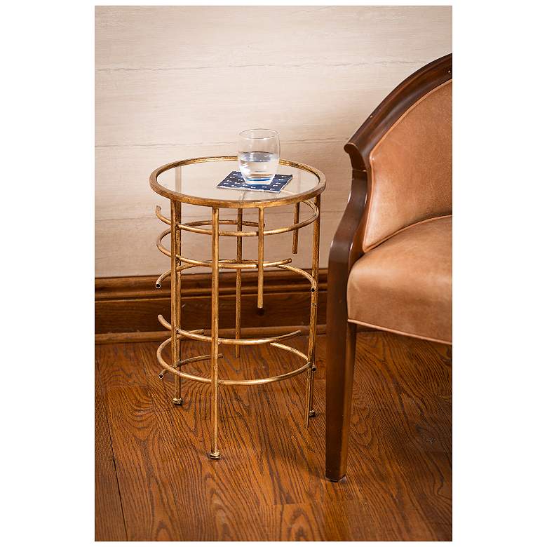 Image 1 Waldron 14 inch Wide Antique Gold Round Accent Table