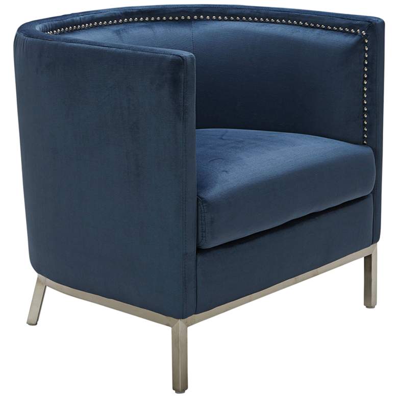 Image 1 Wales Ink Blue Barrel Accent Armchair