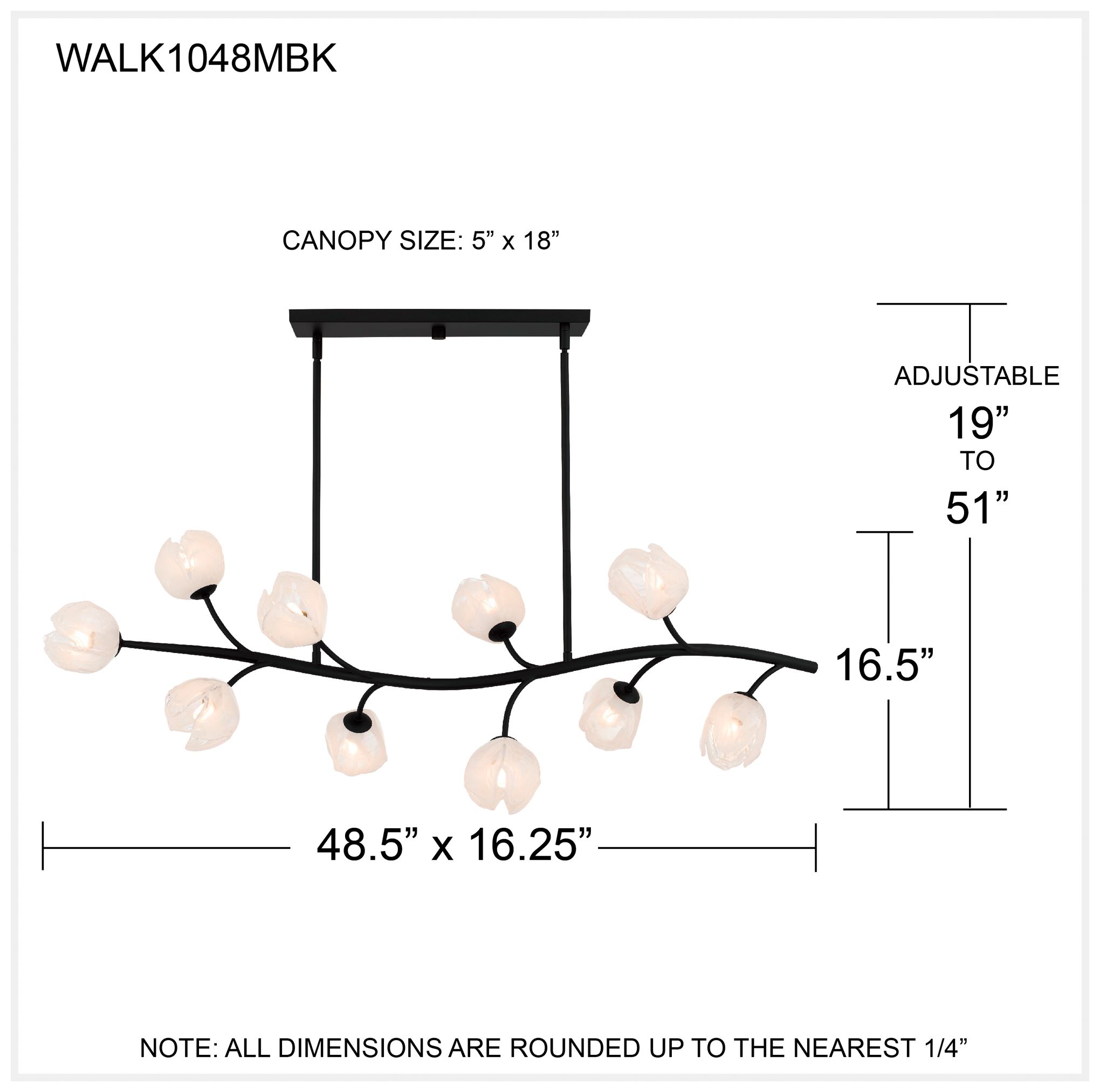 Walker 10-Light Matte Black Island Light