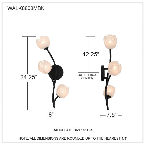 Walker 3-Light Matte Black Wall Sconce