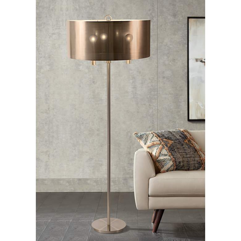 Image 1 Walker 68 inch High Nickel with Copper Shade Floor Lamp